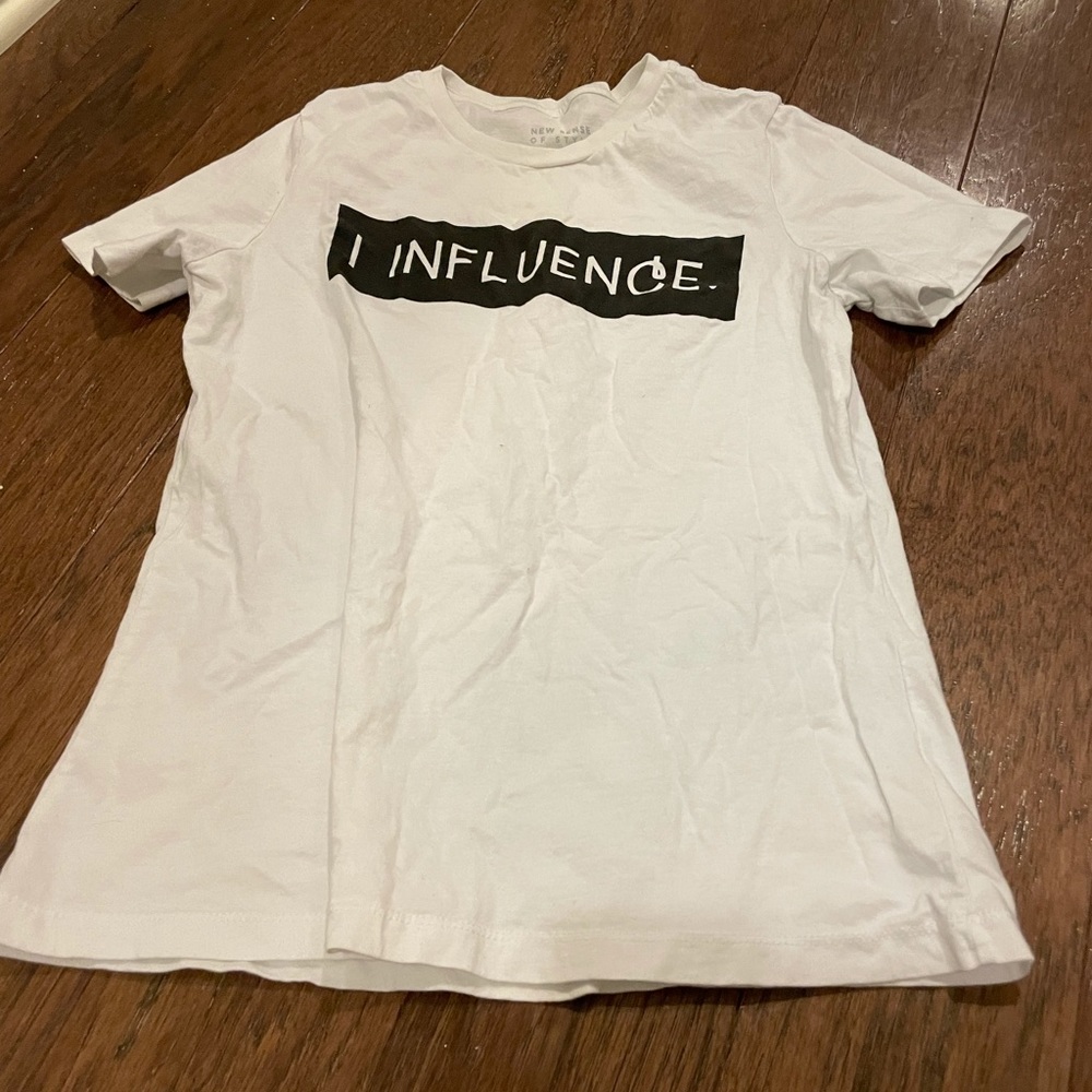 I influence small white and black fitted tee - never worn